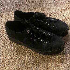 Superga Canvas Lace Up Platform Sneakers